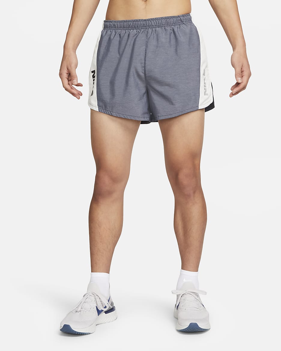 Nike Dri-FIT Heritage Men's 10cm (approx.) Brief-Lined Running Shorts - Dark Obsidian/Heather/Sail/Black