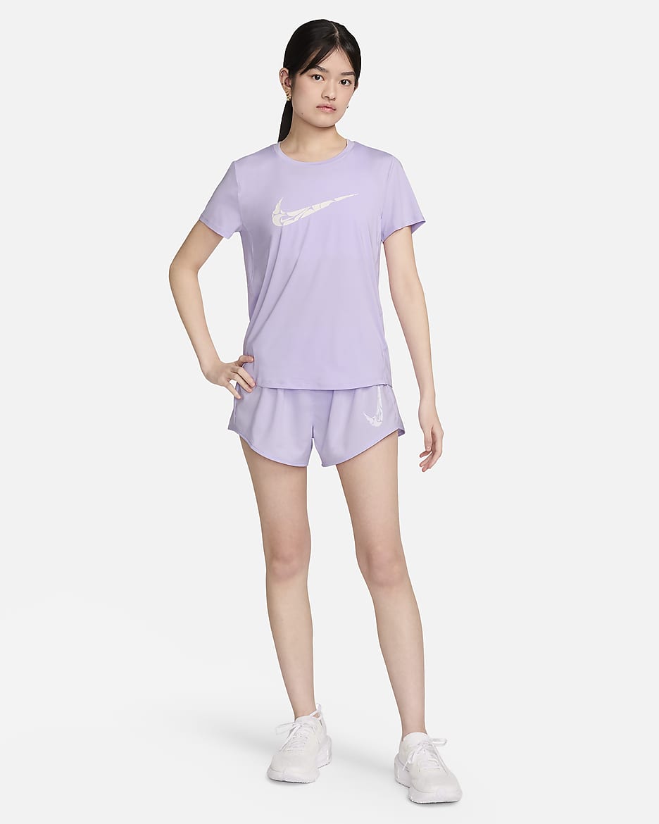 Nike One Swoosh Women's Dri-FIT Short-Sleeve Running Top - Lilac Bloom/White