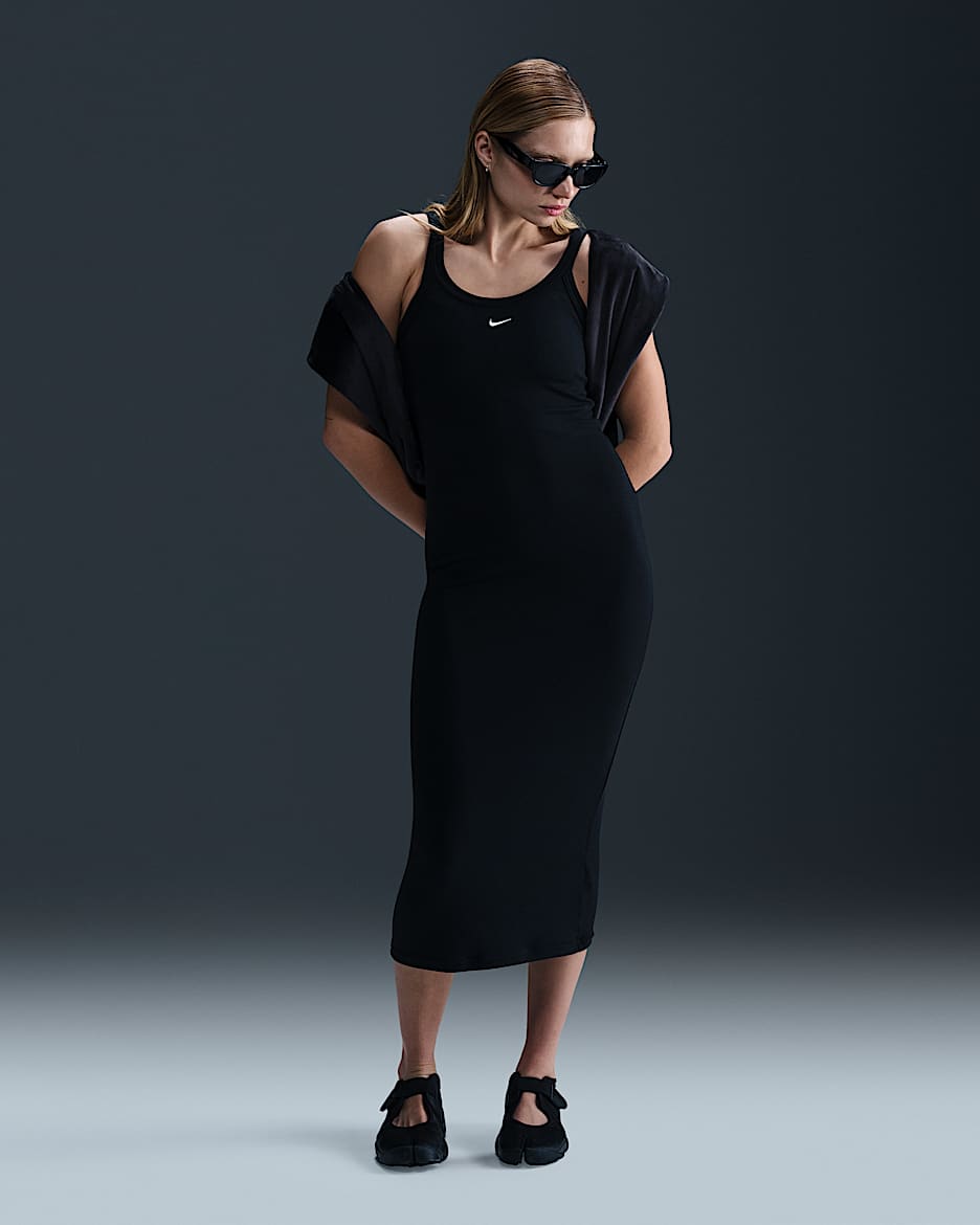 Nike Sportswear Chill Knit Women's Tight Mini-Rib Tank Dress - Black/Sail