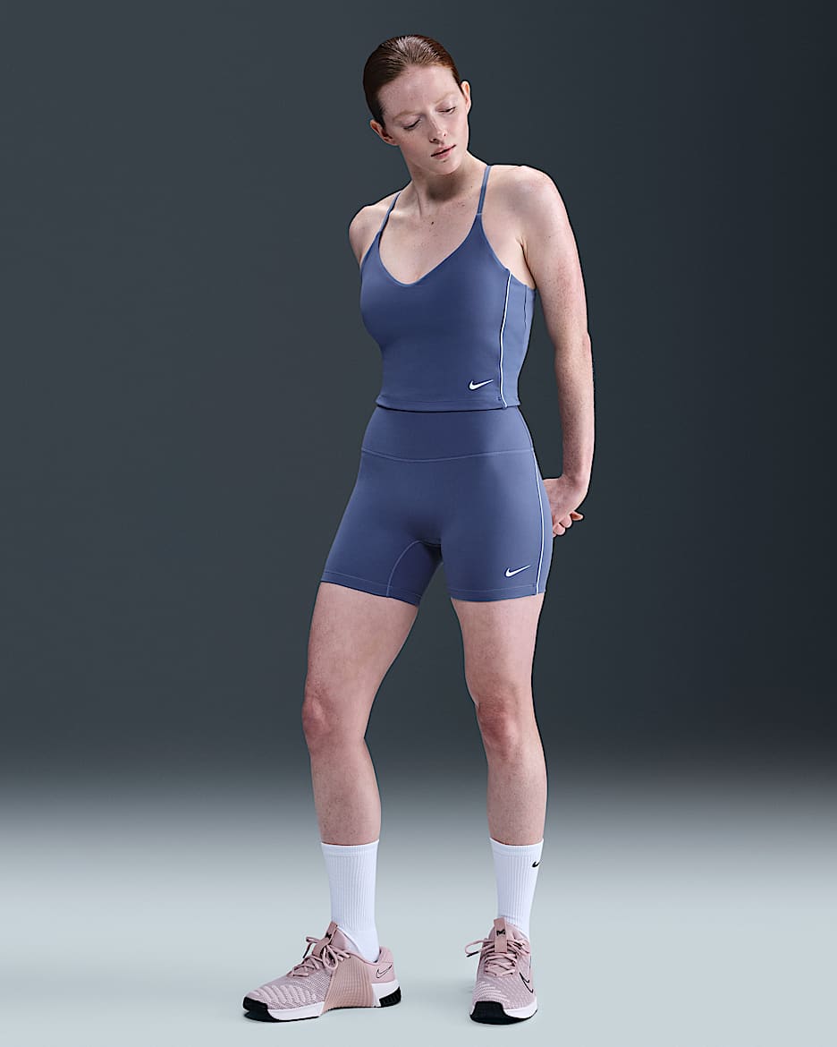 Calções tipo ciclista de 13 cm Nike One para mulher - Slate/Branco