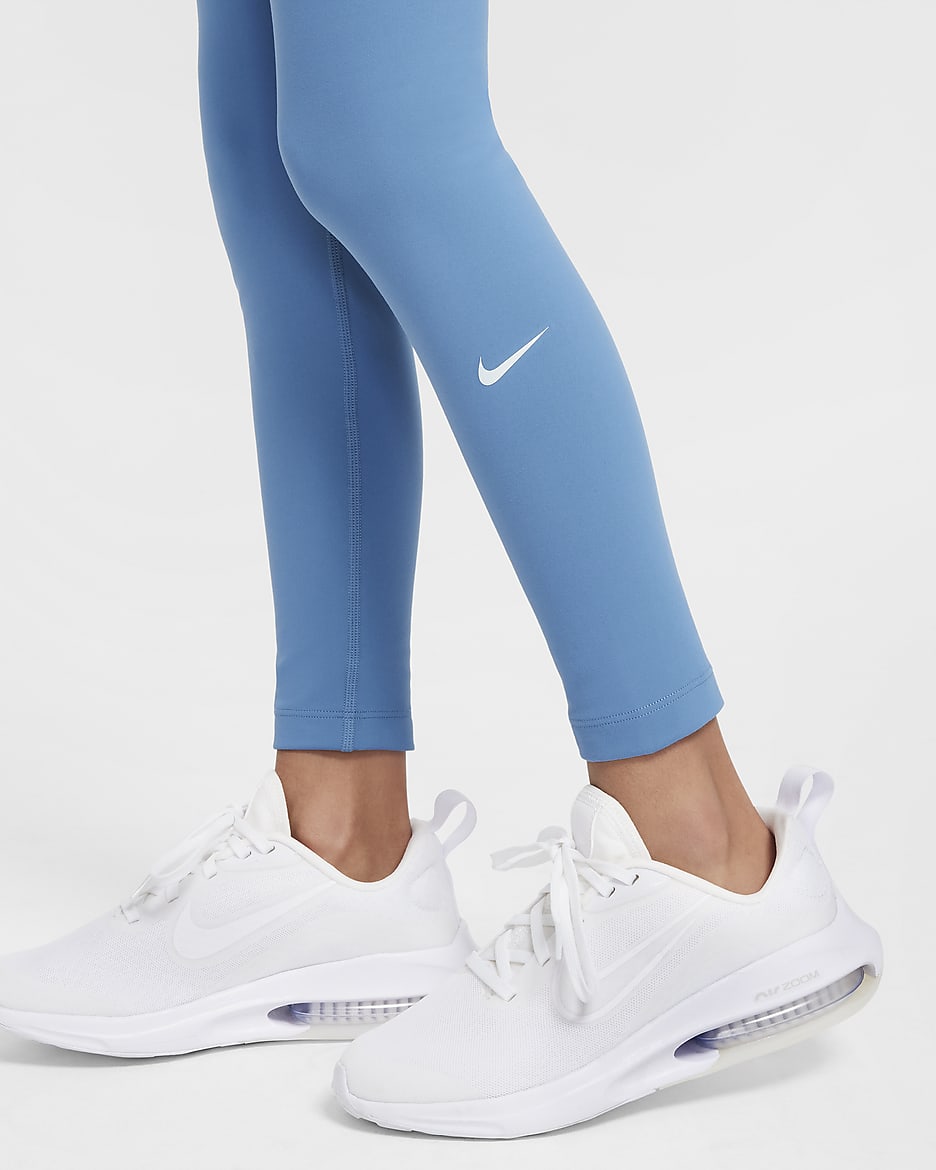 Nike One Older Kids' (Girls') Dri-FIT High-Waisted Leggings - Aegean Storm/Glacier Blue