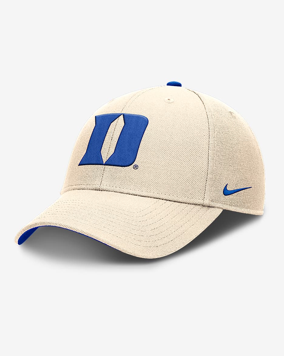 Duke Primetime Rise Men's Nike Dri-FIT College Trucker Adjustable Hat - Natural