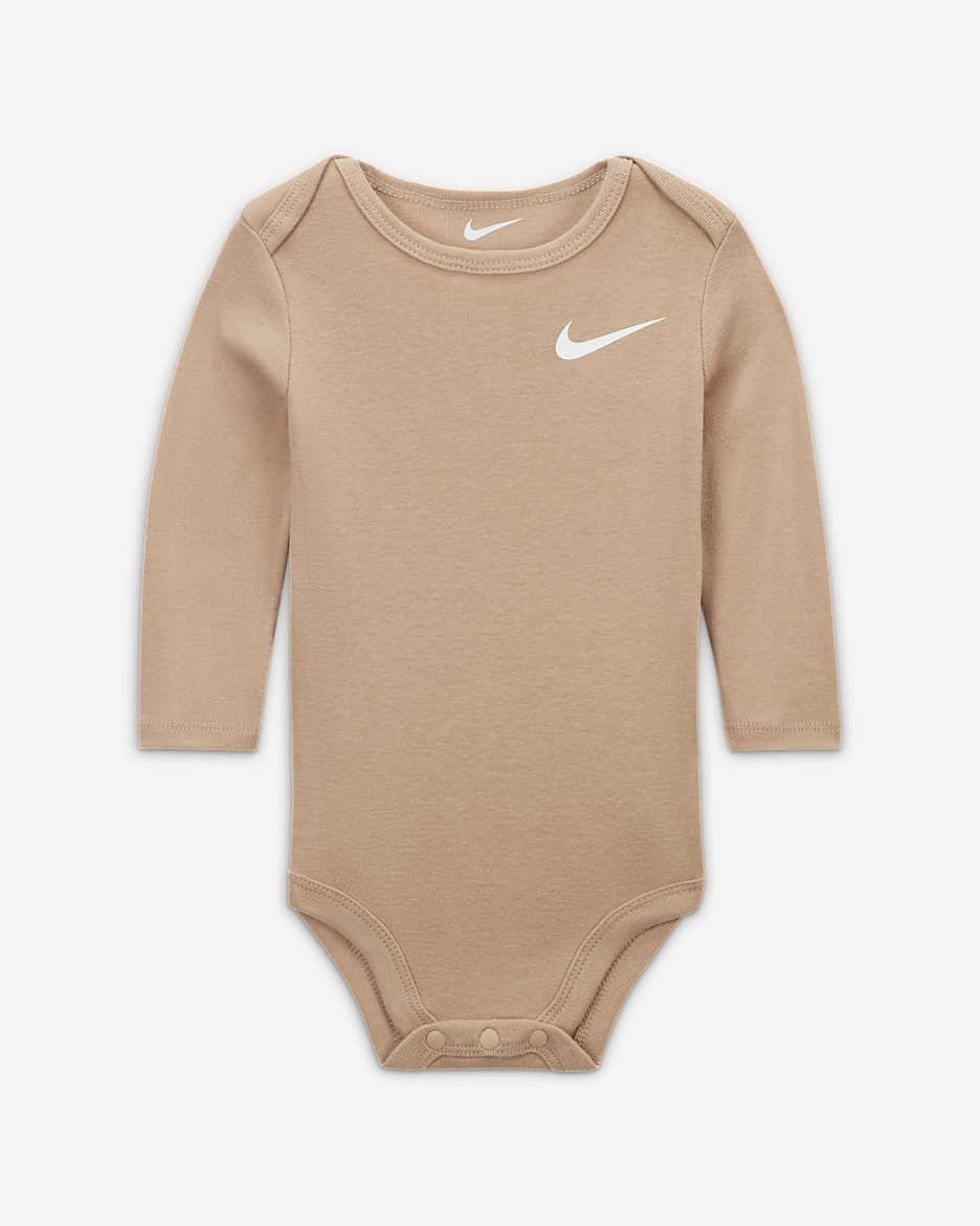 Nike Essentials Baby (0-9M) 3-Piece Bodysuit Set - Hemp