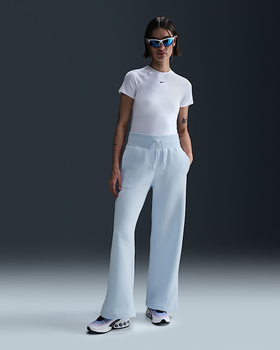 Nike Sportswear Phoenix Fleece Women's High-Waisted Wide-Leg Tracksuit Bottoms - Blue Tint/Sail