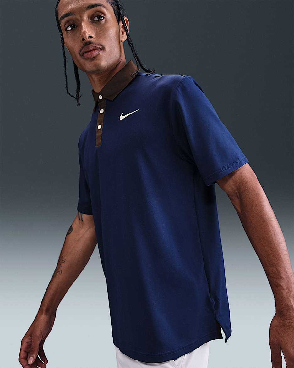Nike Tour Men's Dri-FIT Golf Polo - Blue Void/Baroque Brown/Pale Ivory