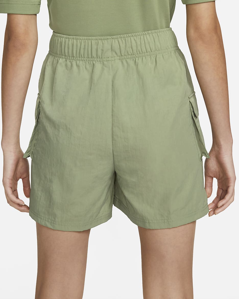 Nike Sportswear Essential Women's Woven High-Waisted Shorts - Oil Green/Black