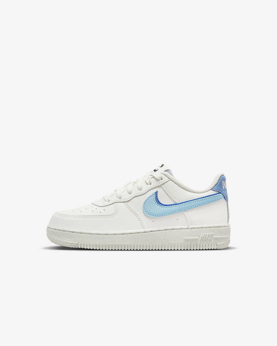 Nike Force 1 LV8 2 Younger Kids' Shoes - Sail/Medium Blue/Black/Blue Chill