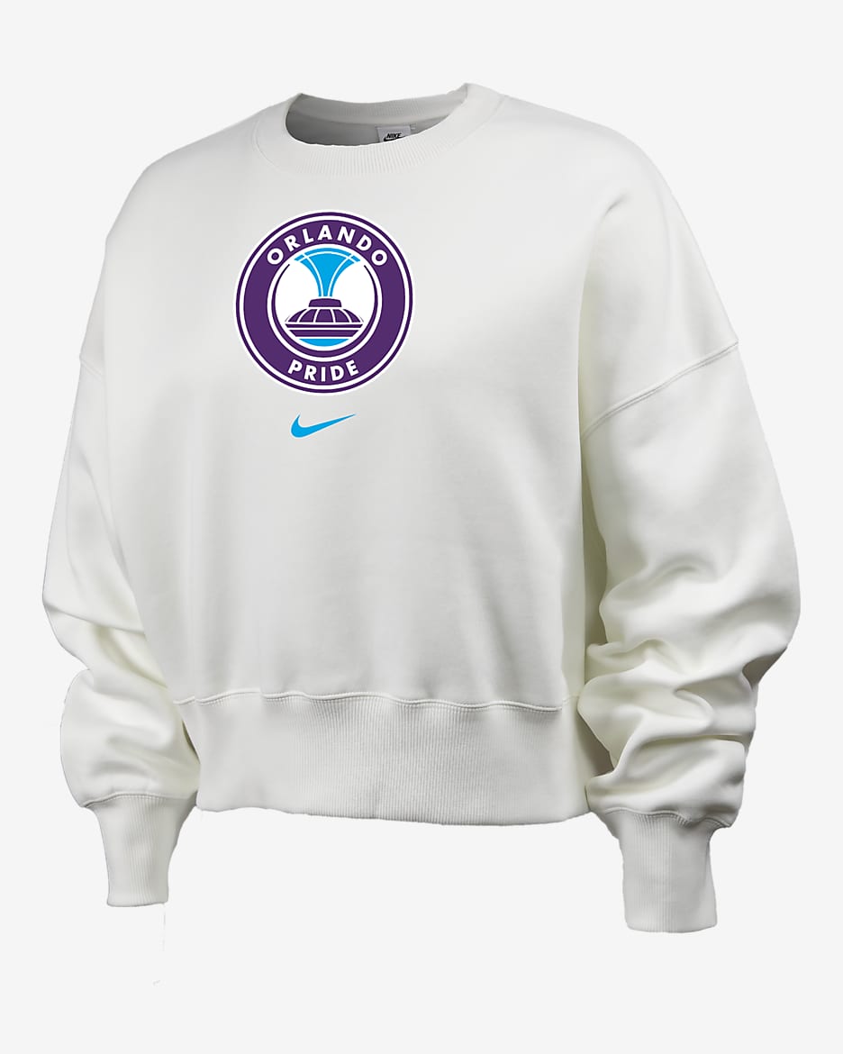 Sudadera de cuello redondo Nike de la NWSL para mujer Orlando Pride Phoenix Fleece - Vela