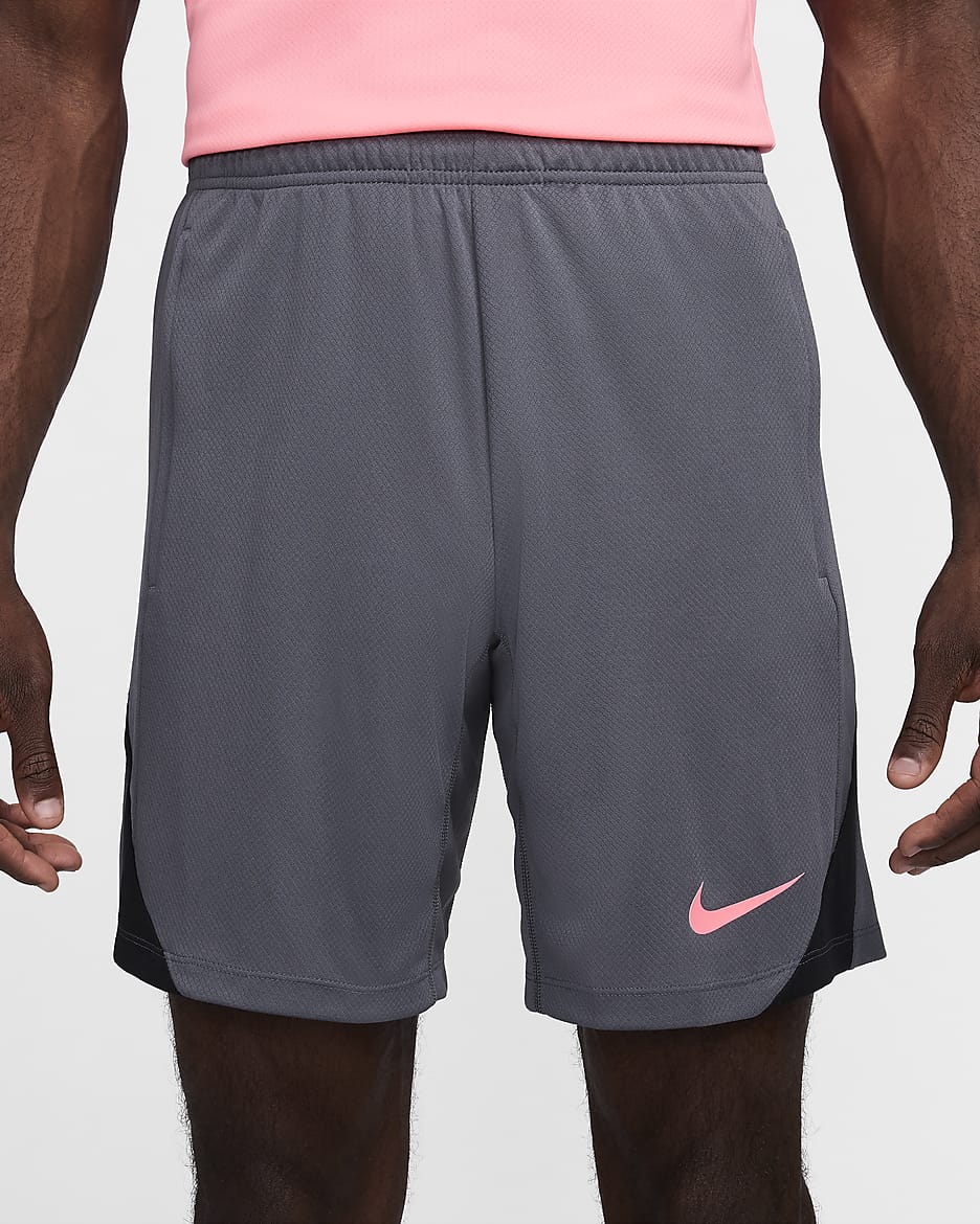 Męskie spodenki piłkarskie Dri-FIT Nike Strike - Iron Grey/Iron Grey/Czerń/Sunset Pulse