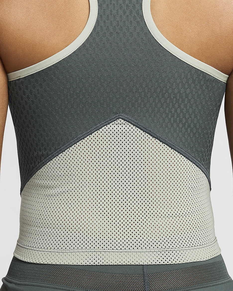 NikeCourt Slam Camiseta de tirantes de tenis Dri-FIT - Mujer - Vintage Green/Jade Horizon/Jade Horizon/Blanco