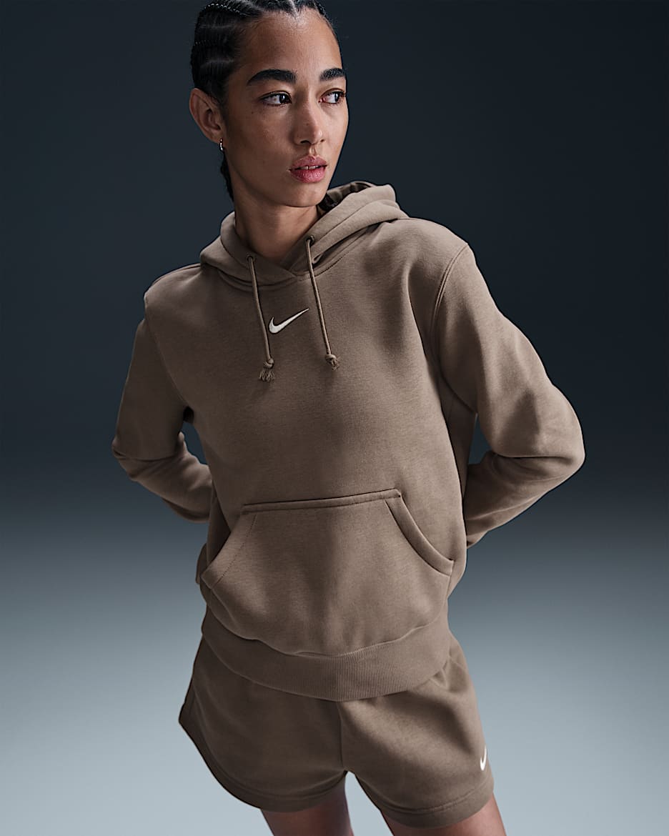 Nike Sportswear Phoenix Fleece Women's Pullover Hoodie - Mink Brown/Sail