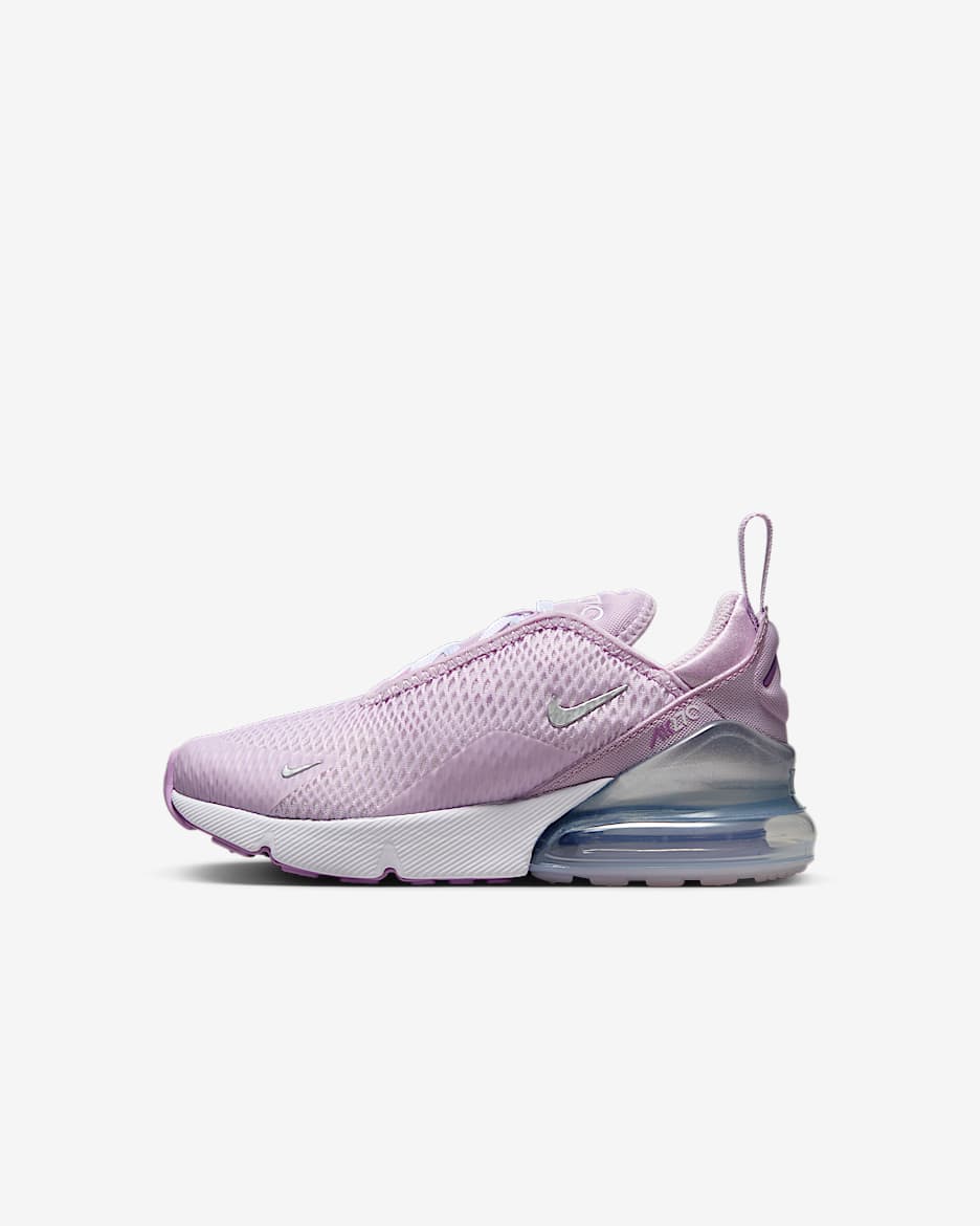 Tenis para niños de preescolar Nike Air Max 270 - Muñeca/Fucsia enérgico/Blanco/Plata metalizado