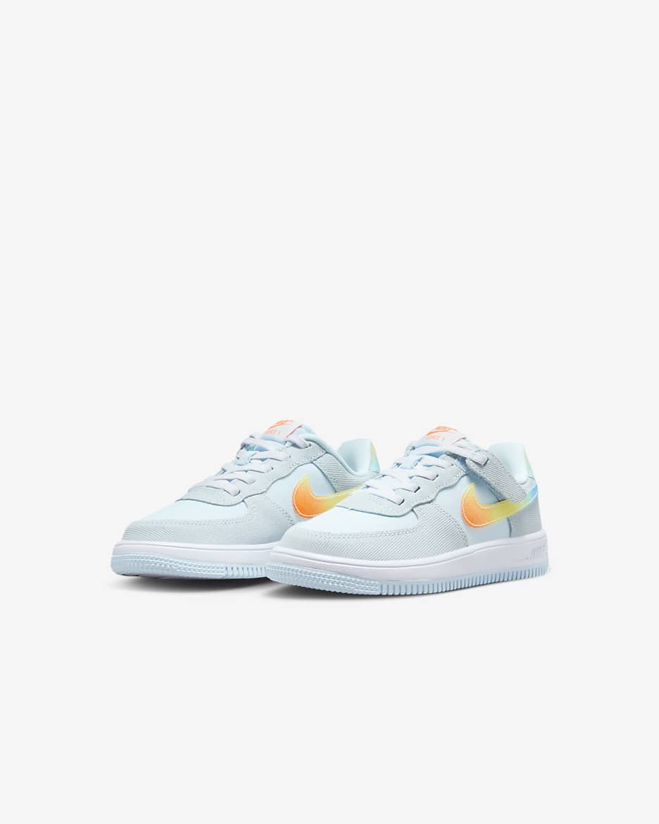 Nike Force 1 Low EasyOn Younger Kids' Shoes - Glacier Blue/Light Lemon Twist/Aquarius Blue/Total Orange