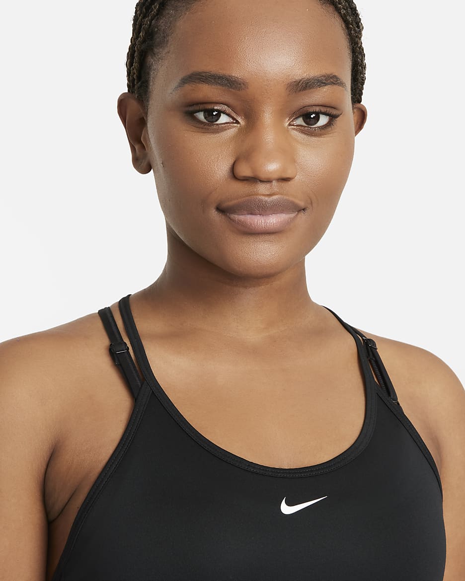 Nike Dri-FIT One Elastika singlet med standard passform til dame - Svart/Hvit