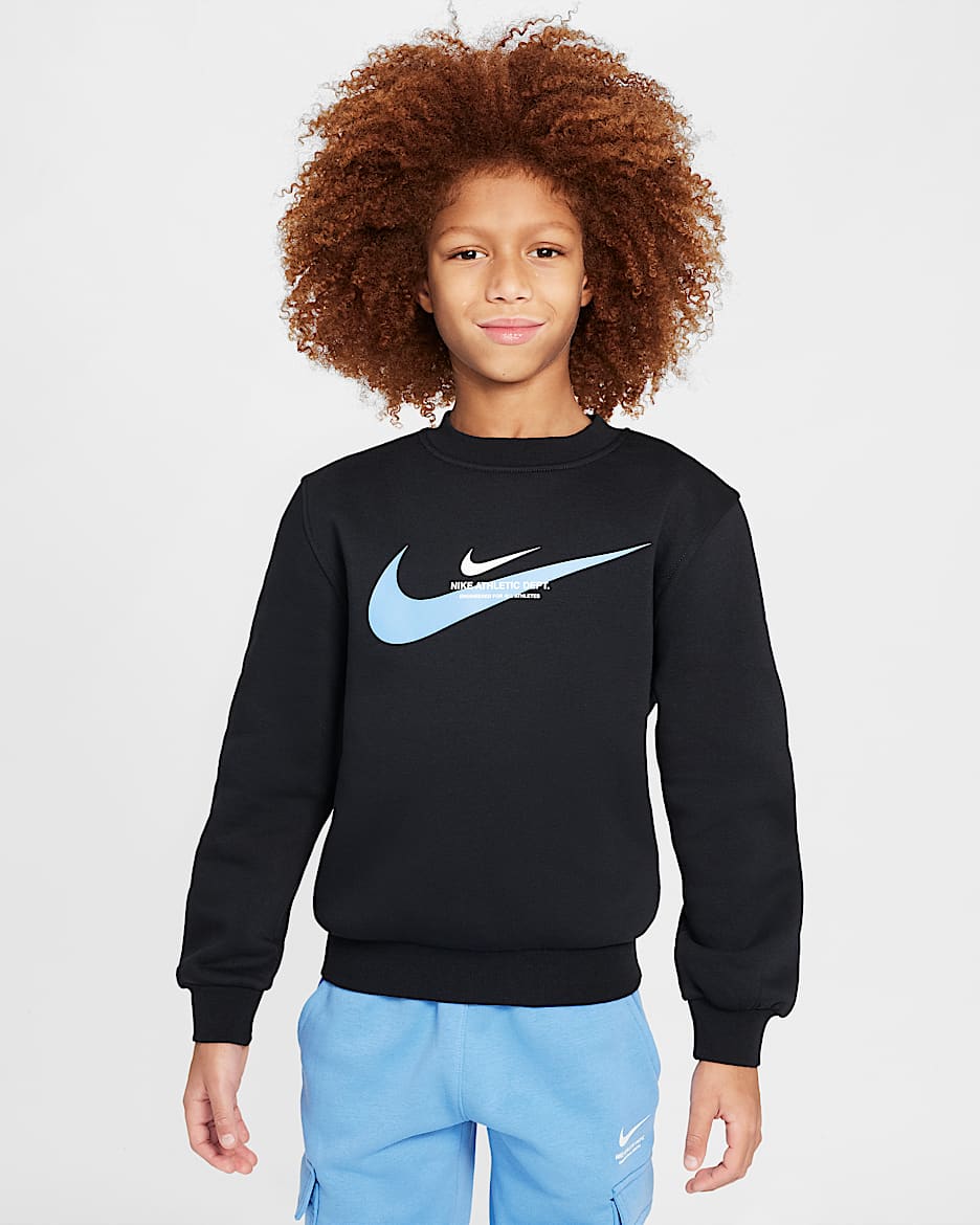 Nike Sportswear Older Kids' Fleece Crew-Neck Sweatshirt - Black