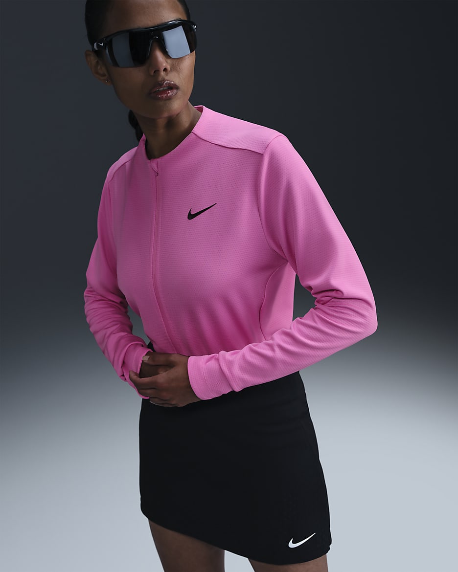 Nike Advantage Women's Dri-FIT UV Full-Zip Golf Top - Playful Pink/Black