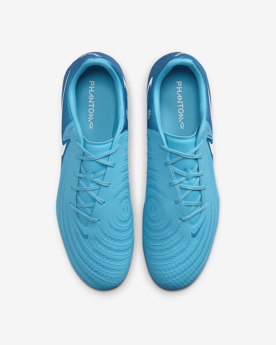 Nike Phantom GX 2 Academy MG fotballsko med lav profil - Blue Fury/Hvit