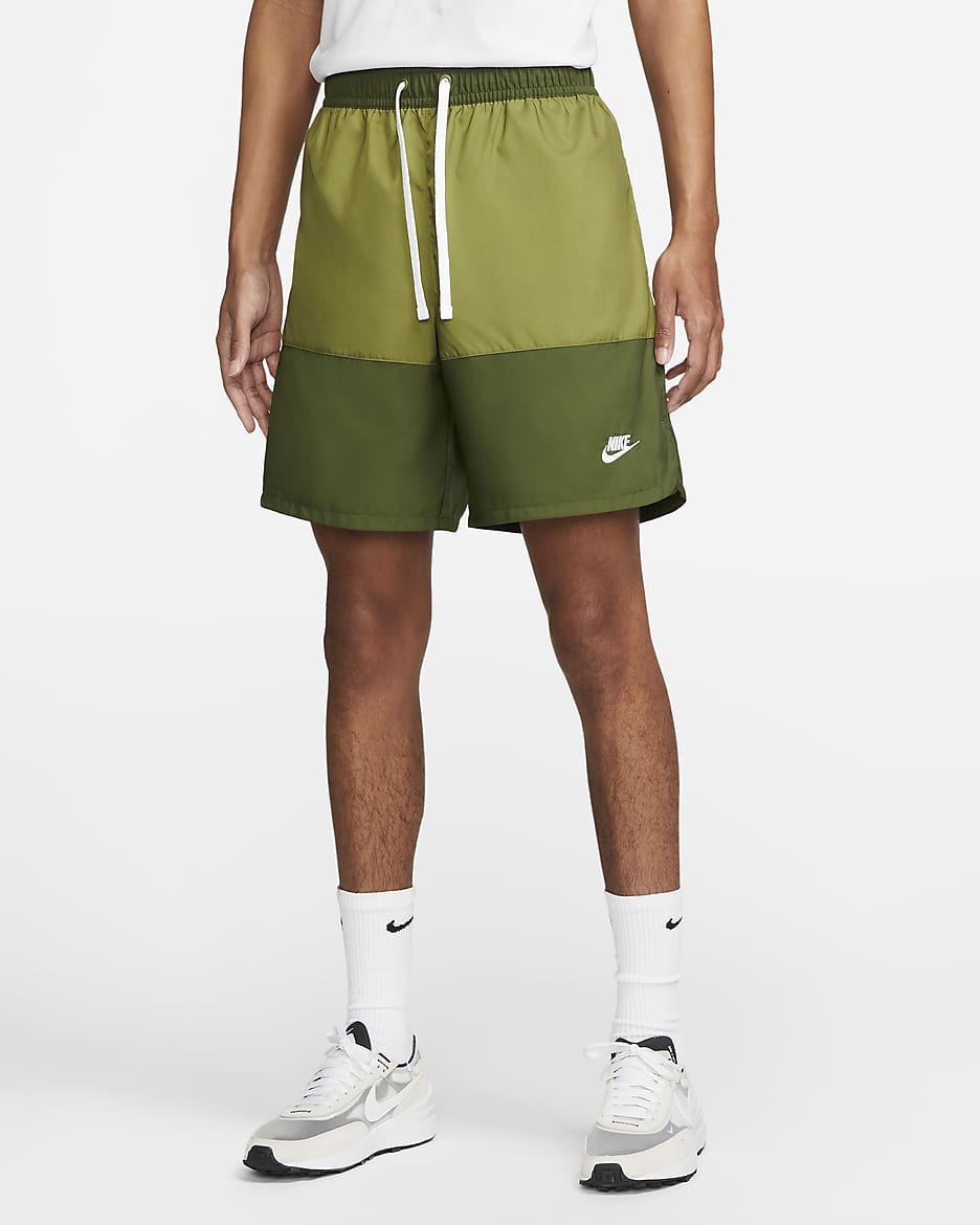 Nike Sportswear Sport Essential Men's Woven Lined Flow Shorts (Long) - Rough Green/Pilgrim/White