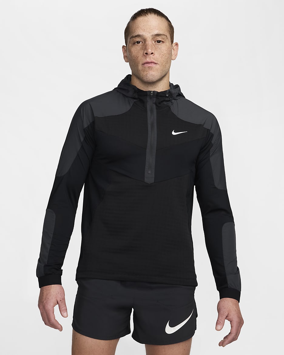 Nike langærmet løbeoverdel til mænd - sort/Dark Smoke Grey/sort