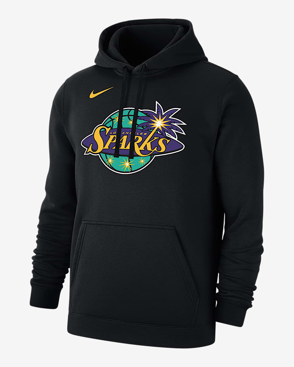 Sudadera con gorro sin cierre Nike de tejido fleece de la WNBA para hombre Los Angeles Sparks Club - Negro