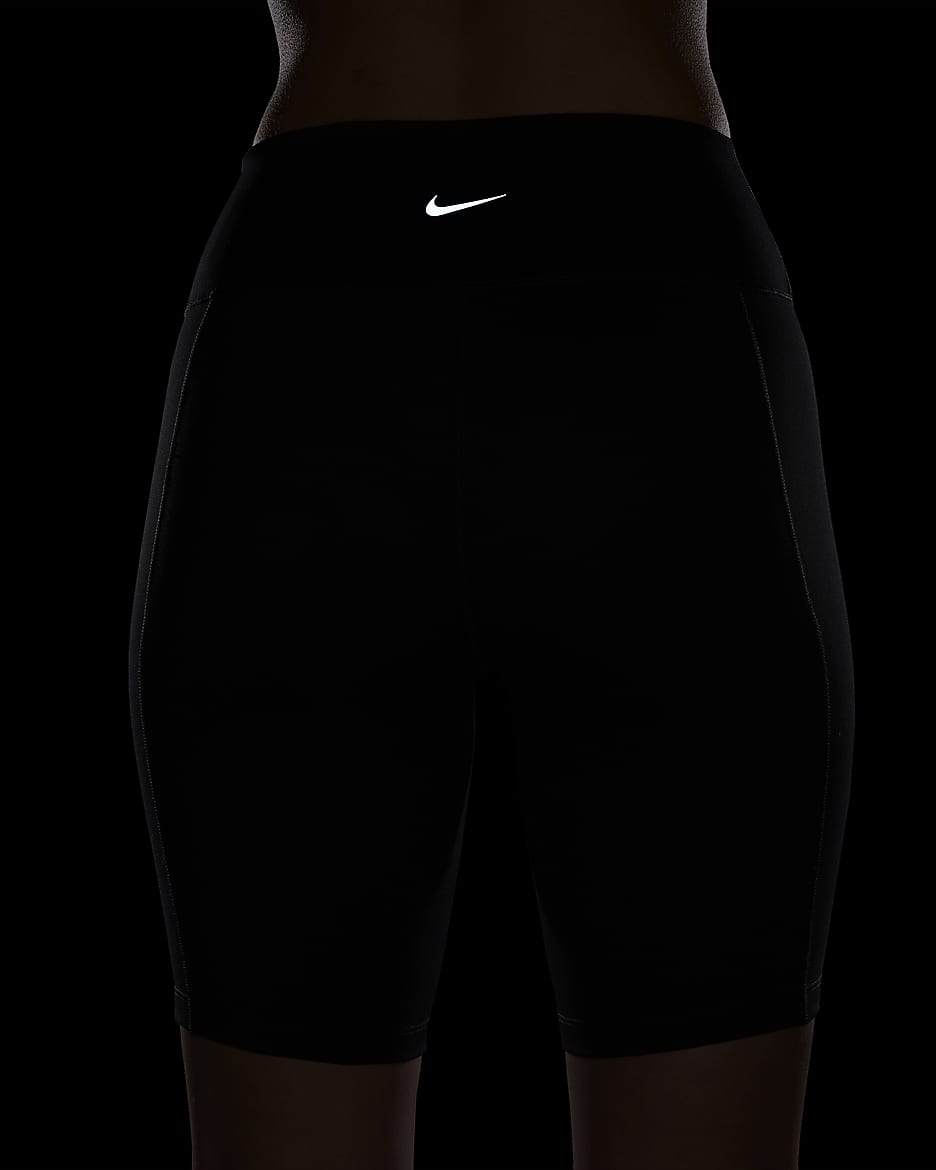 Cykelshorts Nike One Leak Protection: Mensshorts med hög midja 20 cm för kvinnor - Svart/Svart