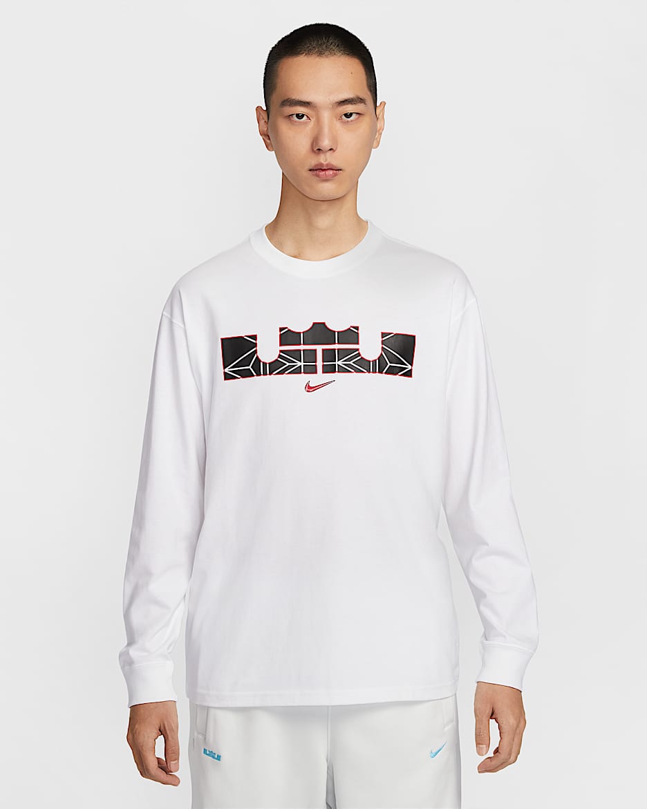 LeBron Men's Max90 Long-Sleeve Basketball T-Shirt - White