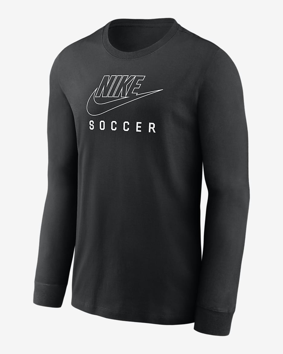 Playera de fútbol de manga larga para niños talla grande Nike Swoosh - Negro