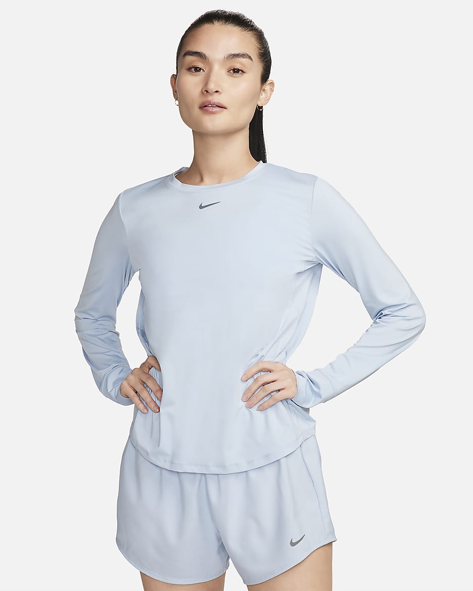 Nike One Classic 女款 Dri-FIT 長袖上衣 - Light Armory Blue/黑色