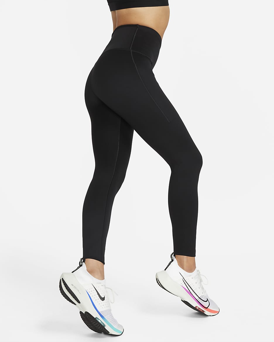 Nike Go Women's Firm-Support High-Waisted 7/8 Leggings with Pockets - Black/Black