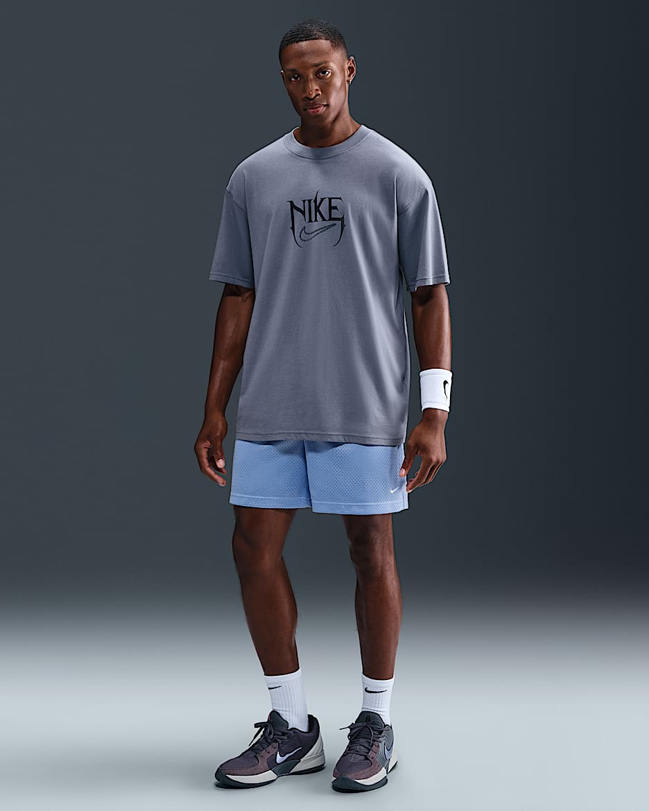 Nike Men's Dri-FIT 5" Mesh Basketball Shorts - Aluminum/White