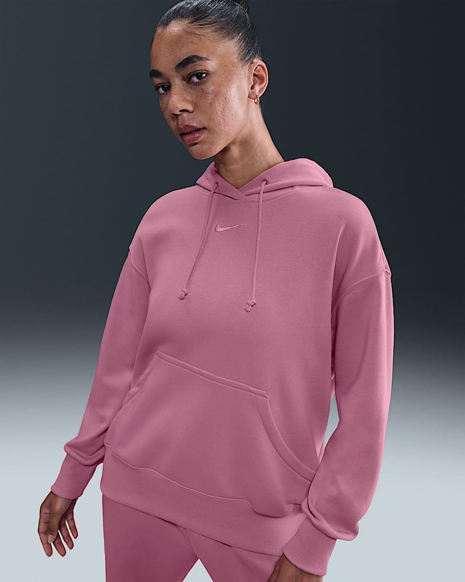 Sudadera con gorro sin cierre de French Terry oversized para mujer Nike Sportswear Phoenix Fleece - Rosa elemental/Rosa elemental