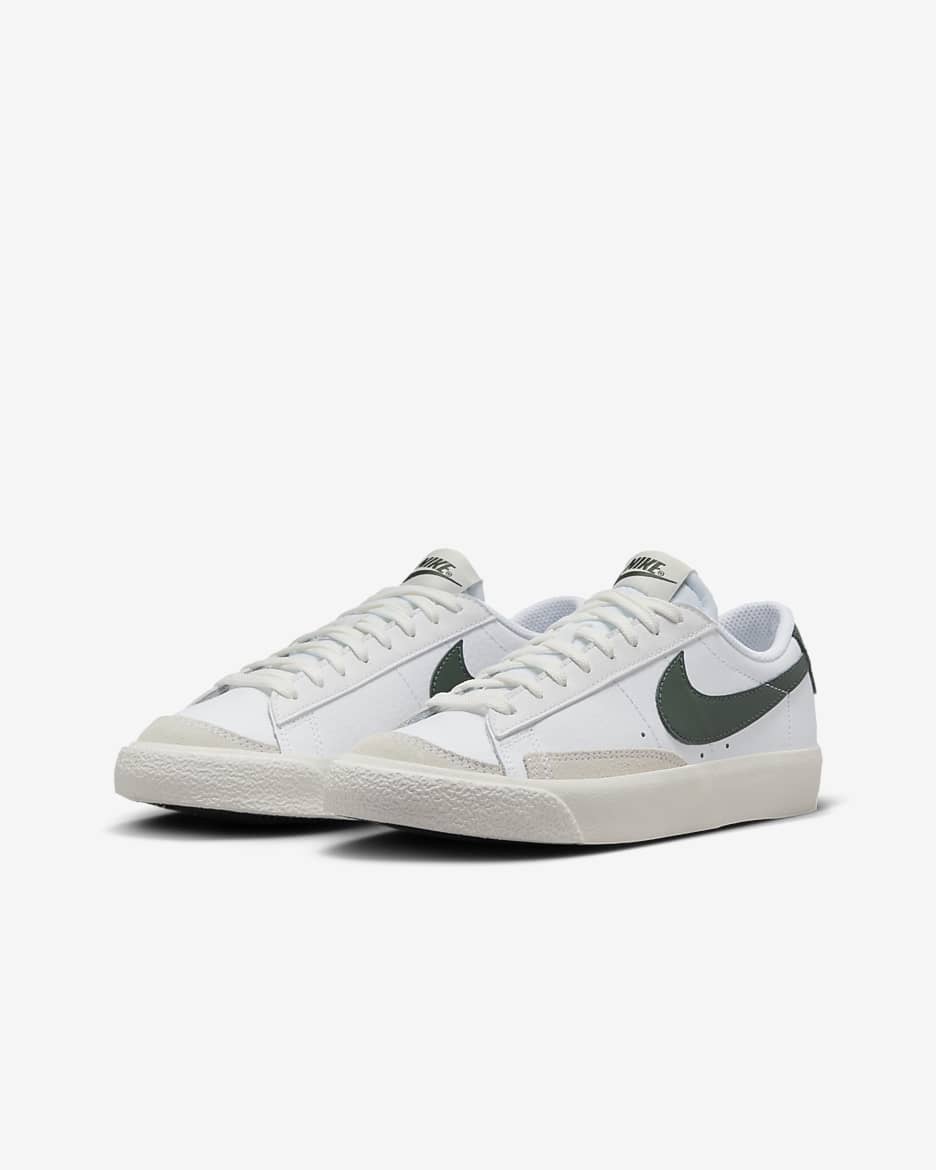 Nike Blazer Low '77 Big Kids' Shoes - White/Sail/Vintage Green