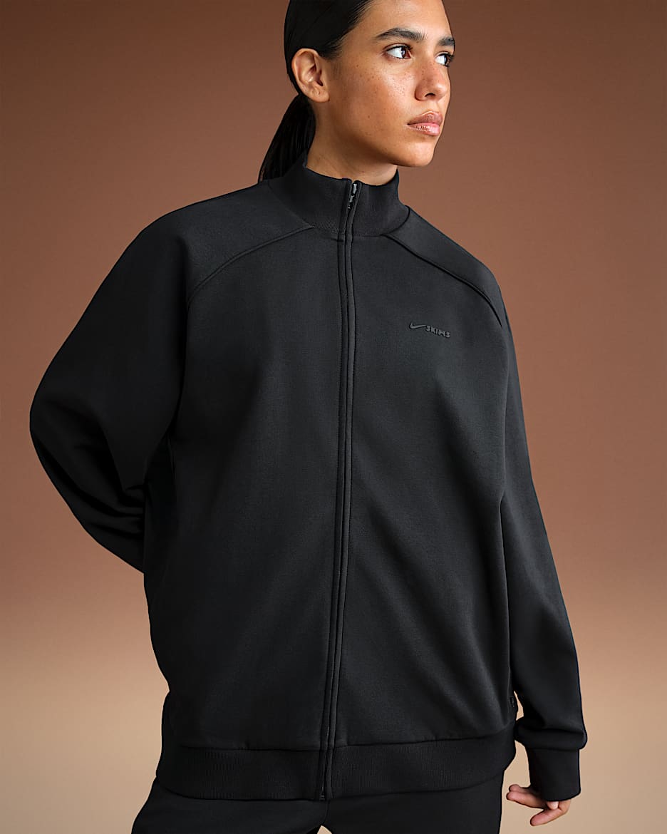 NikeSKIMS Matte Tricot Women's Oversized Full-Zip Track Jacket - NSKM OBSIDIAN