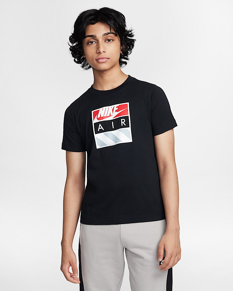 Playera para niños talla grande Nike Air - Negro