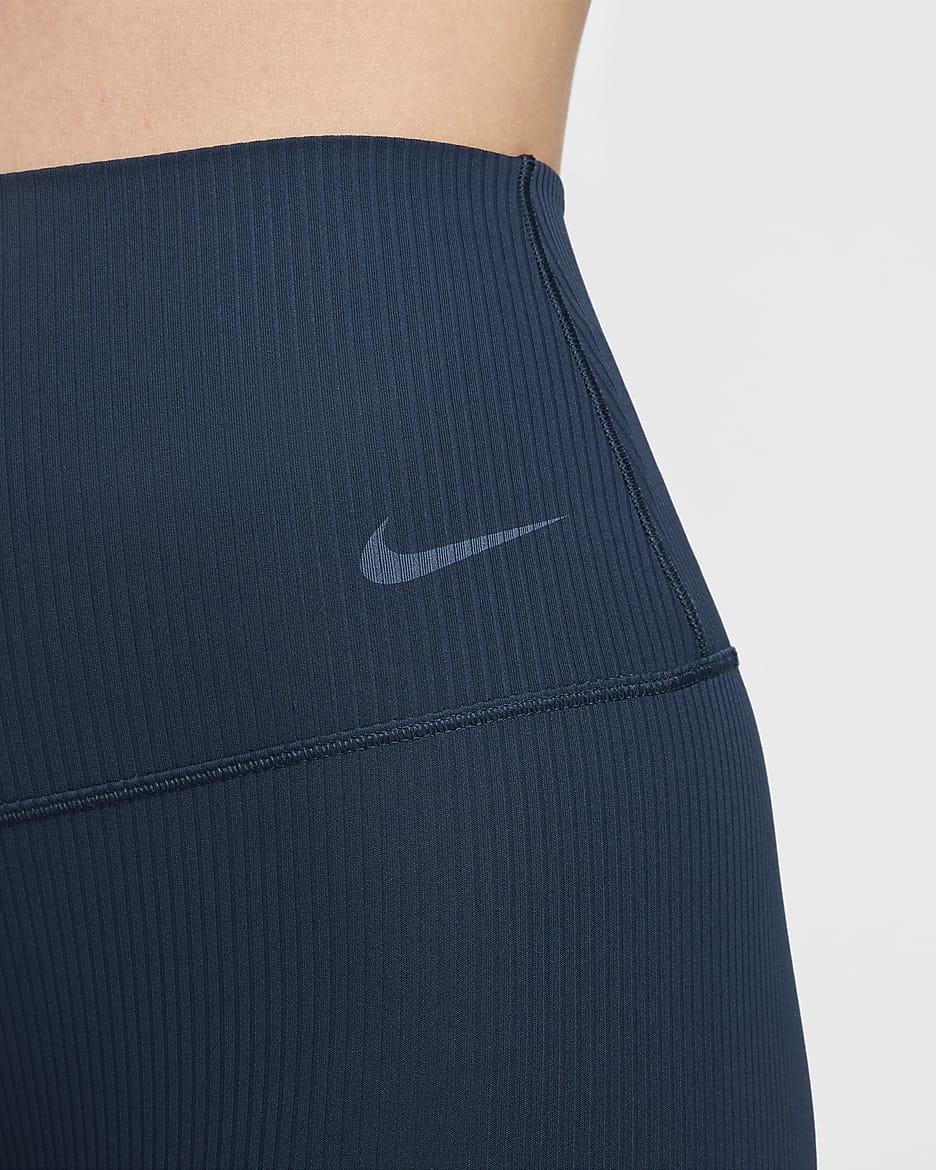 Nike Zenvy Rib Women's Gentle-Support High-Waisted 7/8 Leggings - Armoury Navy/Black