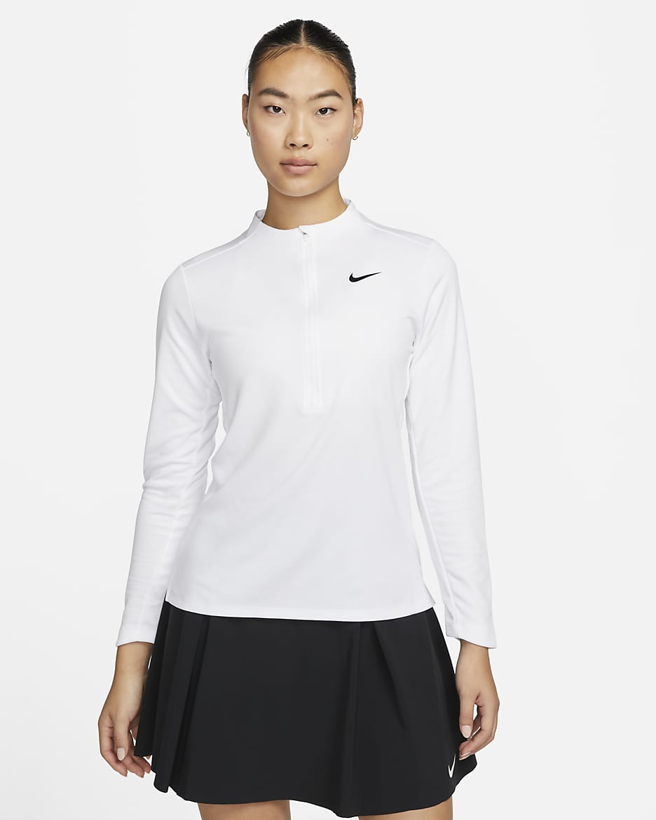 Nike Dri-FIT UV Advantage Women's 1/2-Zip Golf Top - White/Black