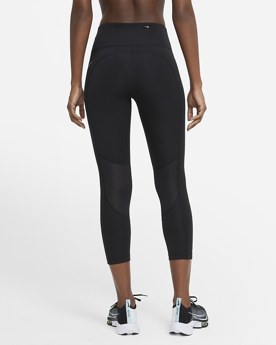 Leggings de running cortos de tiro medio para mujer Nike Fast - Negro