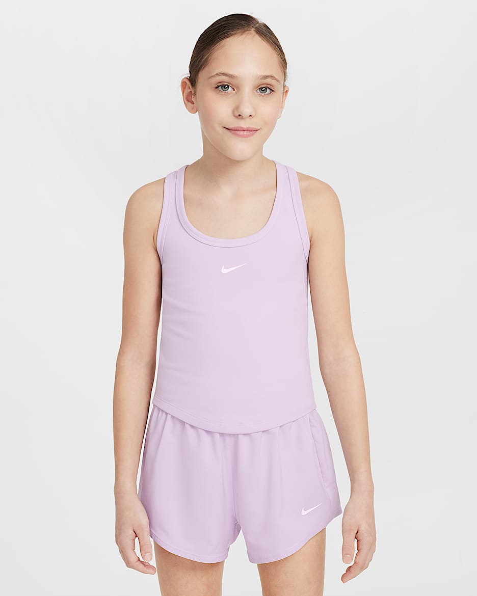 Camiseta de tirantes Dri-FIT para niña talla grande Nike One Fitted - Muñeca/Blanco