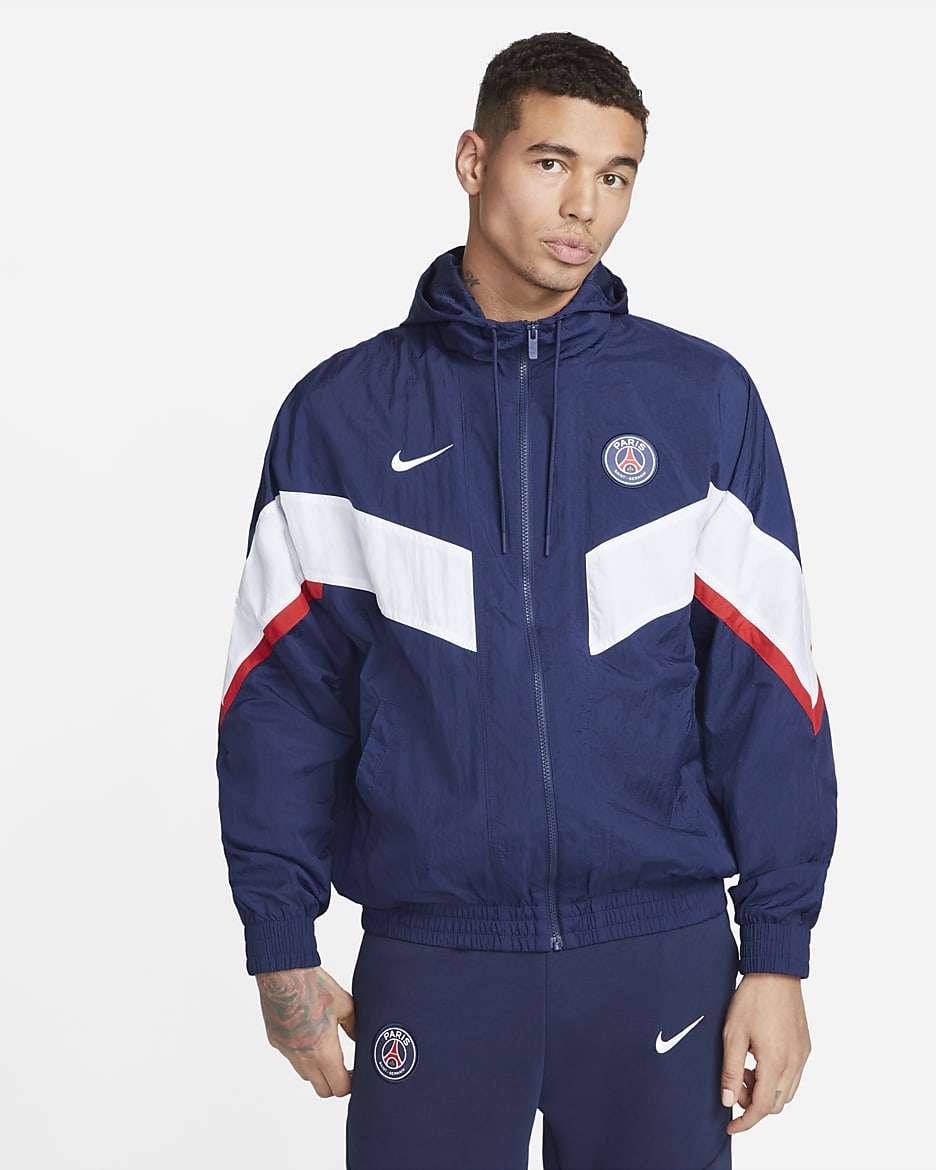 Paris Saint-Germain Strike Men's Woven Soccer Jacket - Midnight Navy/White/University Red/White