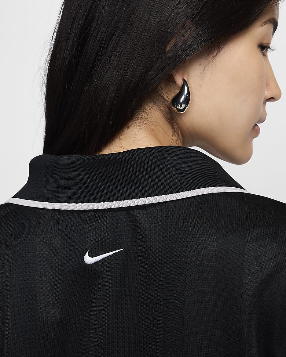 เสื้อแข่งแขนยาวผ้าแจ็คการ์ด Dri-FIT ผู้หญิง Nike Sportswear Collection - ดำ/Light Iron Ore/ขาว