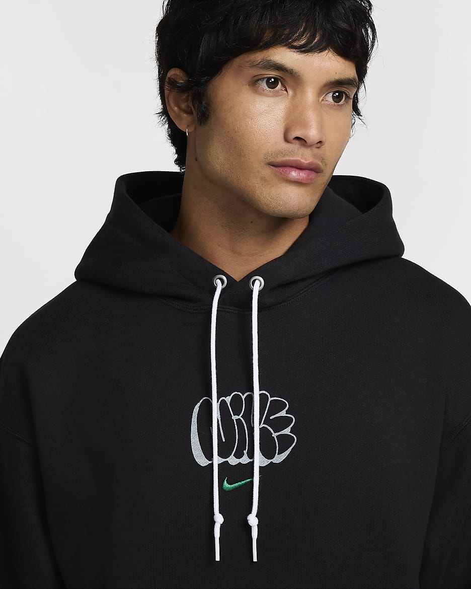 Nike Solo Swoosh Men's Fleece Hoodie - Black/Malachite