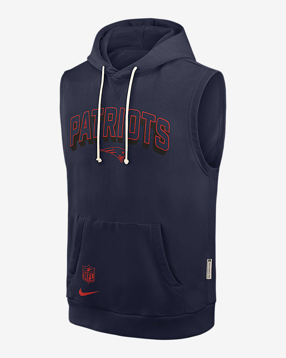 New England Patriots Sideline Men's Nike Dri-FIT NFL Sleeveless Pullover Hoodie - Navy