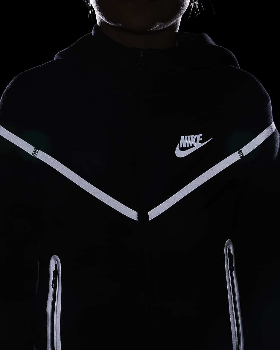 Hoodie com fecho completo e integração de design refletor Nike Sportswear Tech Fleece Júnior (Rapaz) - Preto