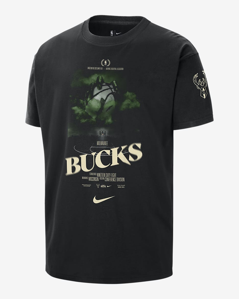 Milwaukee Bucks Courtside Men's Nike NBA T-Shirt - Black