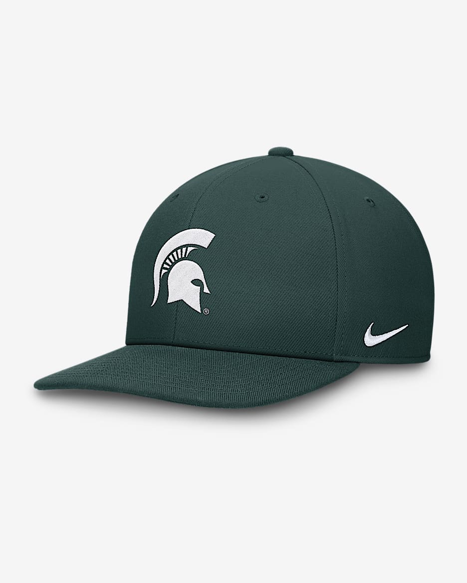 Gorra universitaria Nike Dri-FIT ajustable para hombre Michigan State Spartans On-Field Pro - Verde