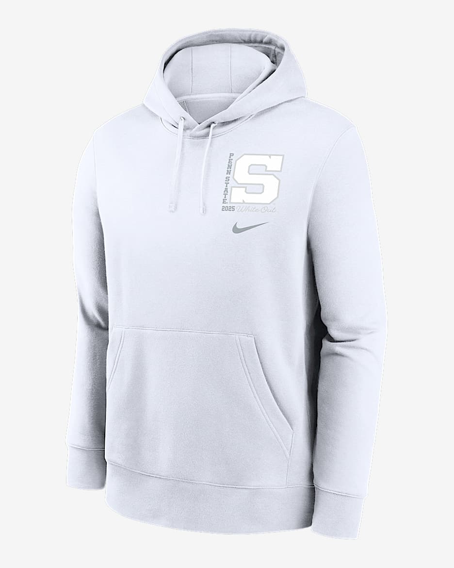 Penn State 2025 White Out Club Men's Nike College Pullover Hoodie - White