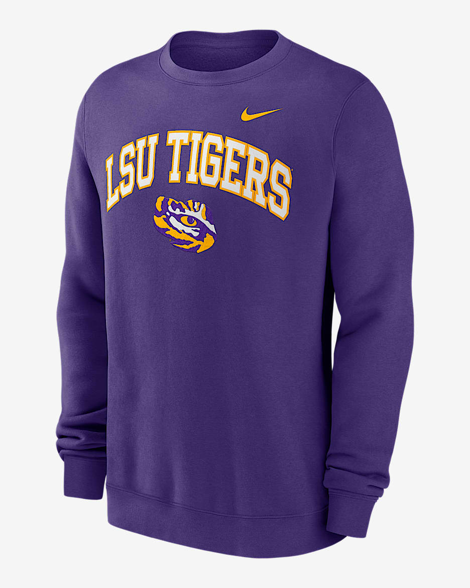 LSU Arch Men's Nike College Pullover Crew - Purple