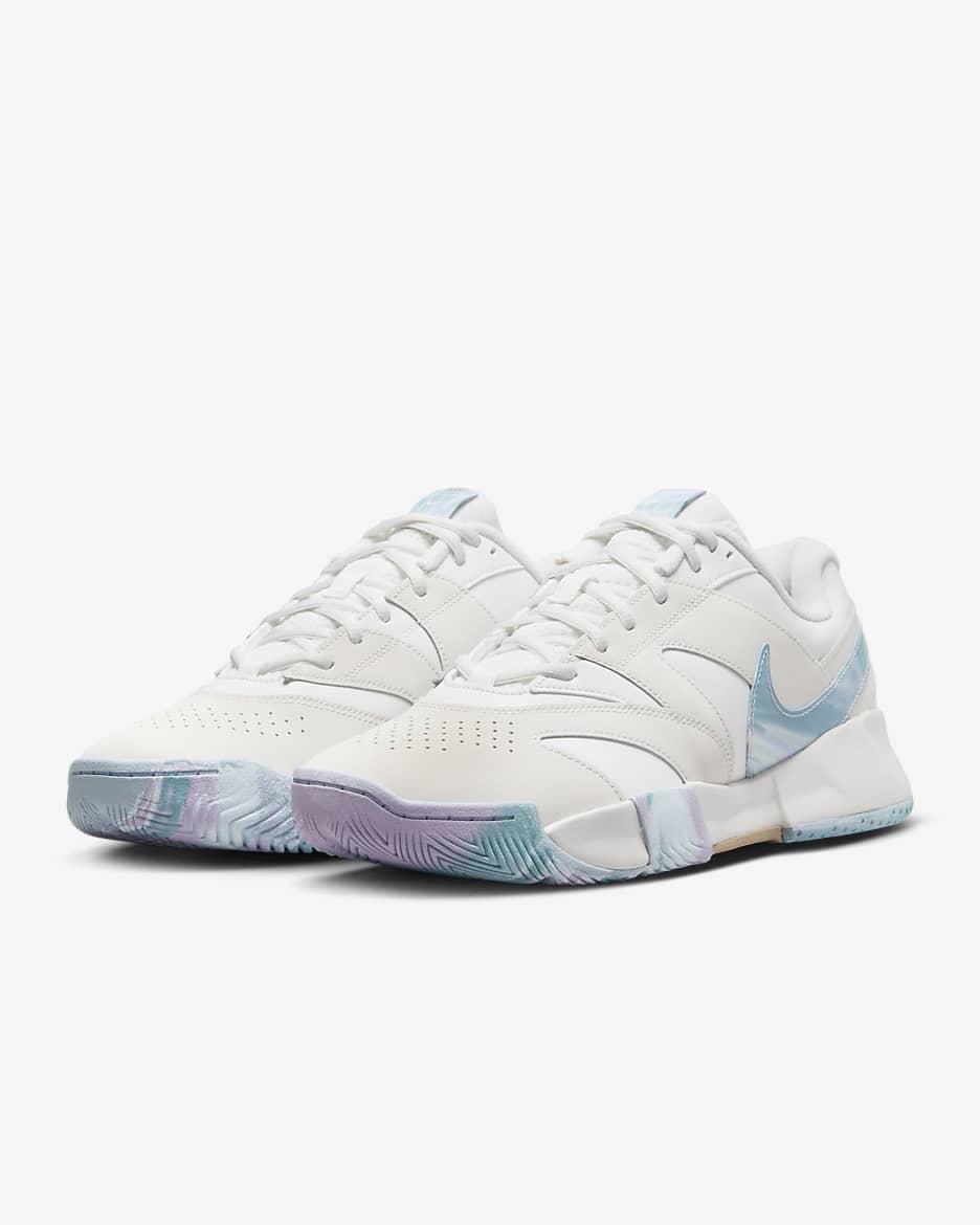 NikeCourt Lite 4 Premium Leather Men's Hard Court Tennis Shoes - Summit White/Phantom/Denim Turquoise/Hemp