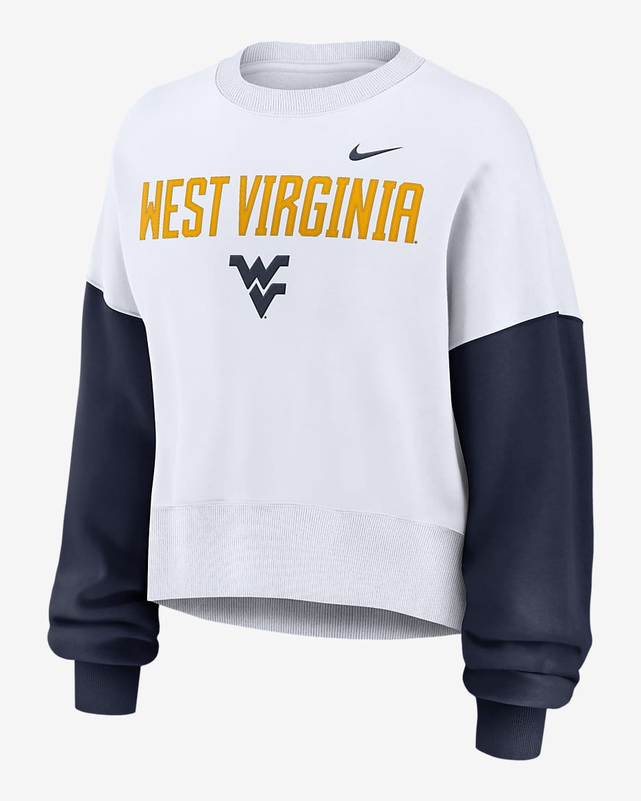 West Virginia Mountaineers Primetime Women's Nike College Pullover Crew - White