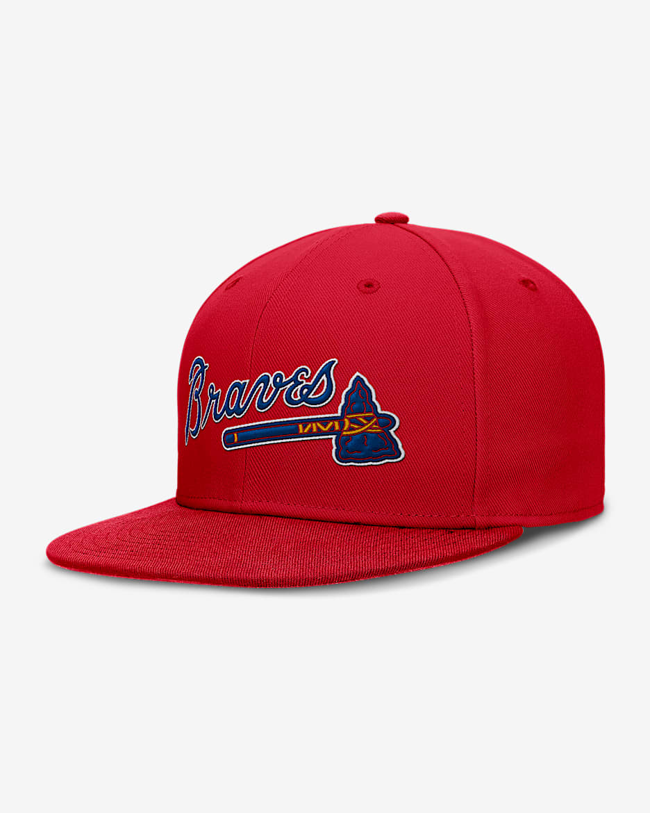 Gorra Nike Dri-FIT de la MLB ajustada para hombre Atlanta Braves True - Rojo